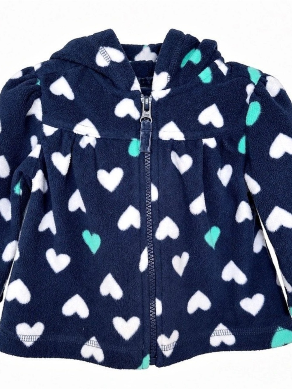 Old Navy Baby Girls Navy Heart Print Fleece Zip Hoodie 6–12M